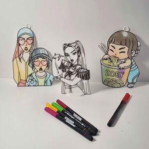 K-POP DYI Coloring Art - 3 Pieces + stand